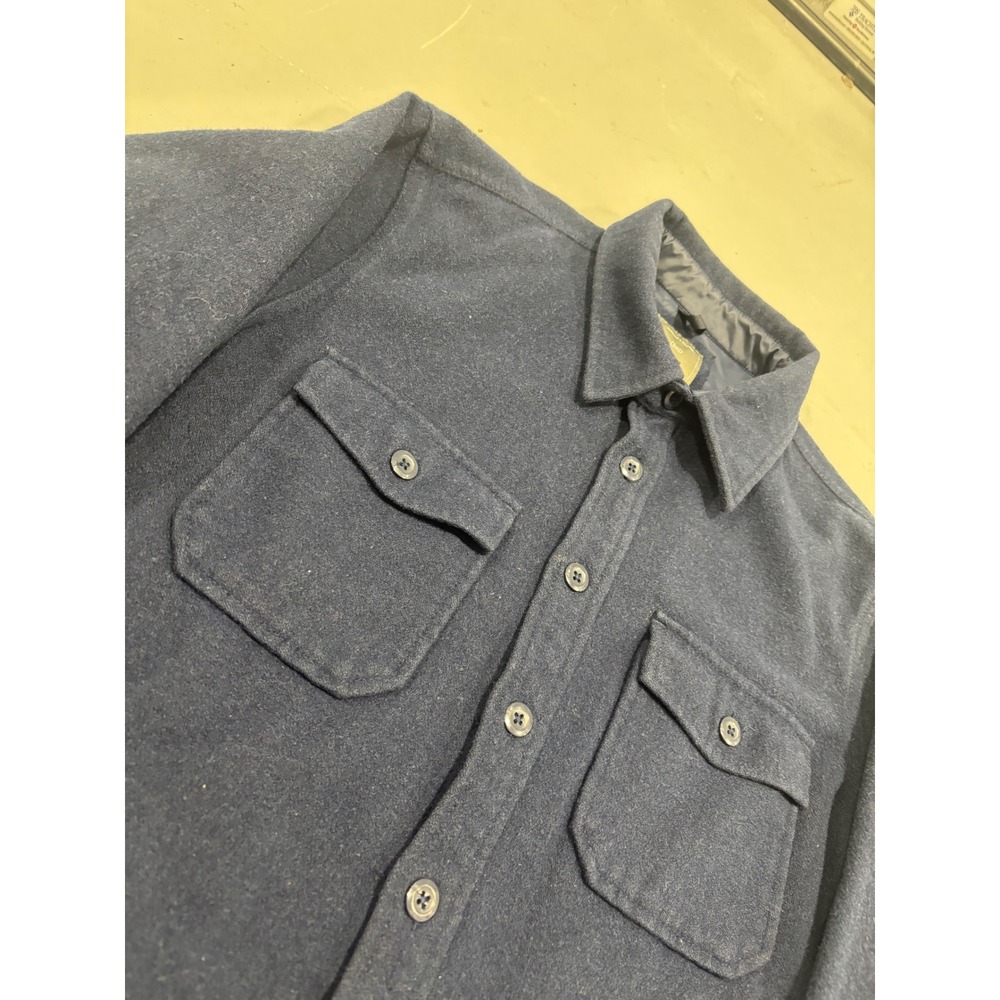 Gap Mens Navy Blue Wool Blend Quilted Lined Button Front Shirt Jacket Large - Picture 3 of 8